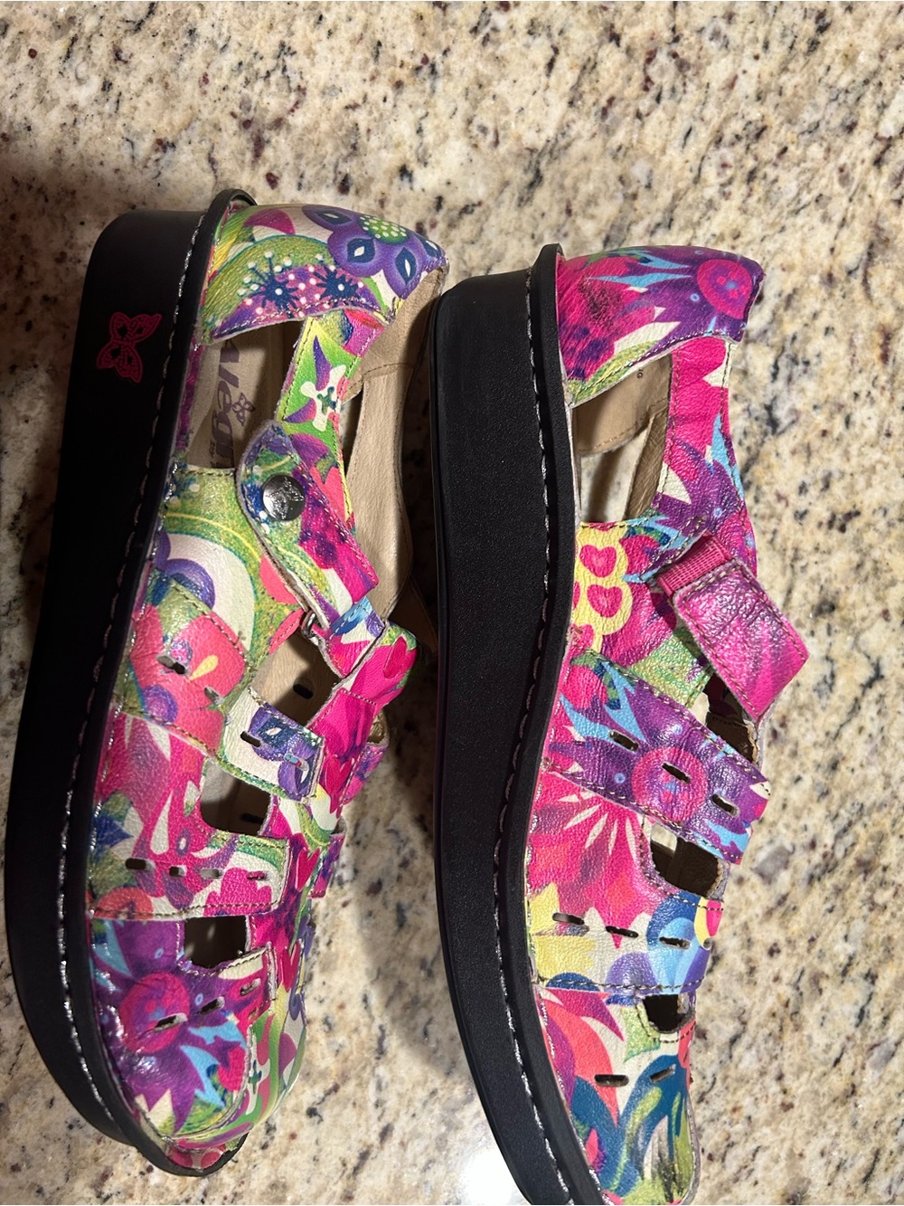 ALEGRIA PESCA FLORAL LEATHER COMFORT SHOES NEW? Size 38 (8-8.5) no box - Picture 7 of 13